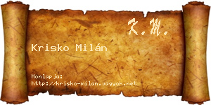 Krisko Milán névjegykártya